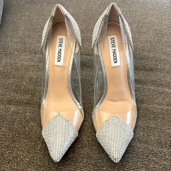 Steve Madden Malibu-R Rhinestone Vinyl Pointed-Toe Pumps Size 7.5 - Picture 2 of 14